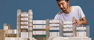 Student at an architectural model