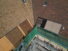 Entwurf für modulare Anwendungen in einer Altstadt-Schutzzone auf Steildach mit bauzeitlichen Ziegeln, 2023, © HSLU CC Produkt und Textil und Plan-E AG